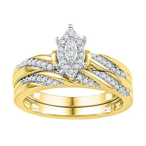 10K Yellow-gold 0.25CTW-Diamond BRIDAL SET