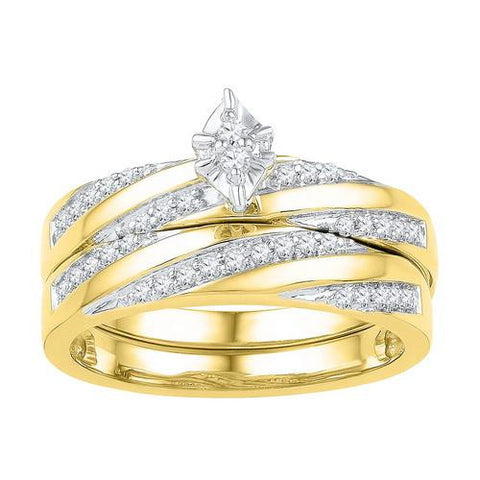 10K Yellow-gold 0.25CTW-Diamond BRIDAL SET