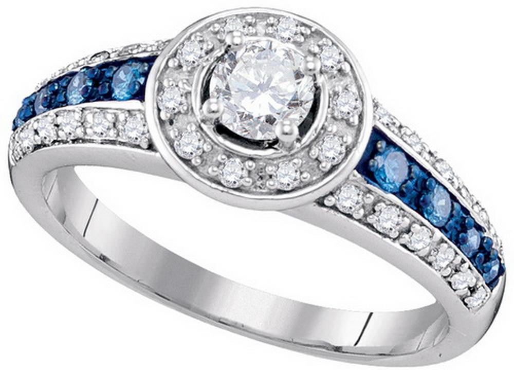 5-8CTW-Diamond BLUE 1-4CT-CRD BRIDAL RING