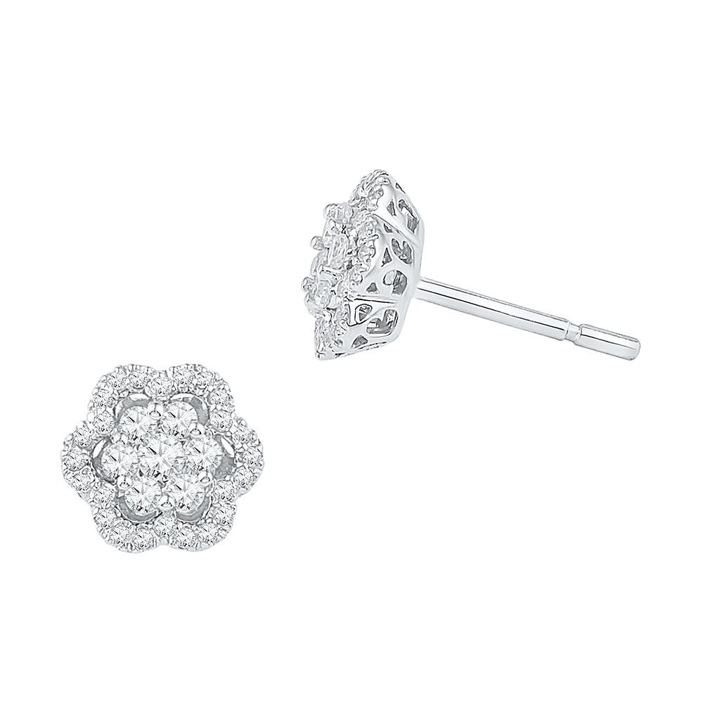 1-2CTW-Diamond FLOWER EARRINGS