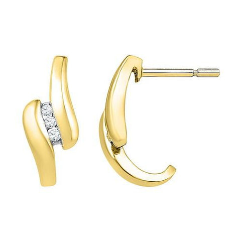 10K Yellow-gold 0.12CTW-Diamond FASHION EARRINGS