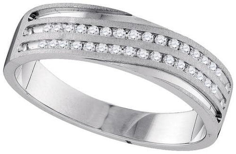 10KT White Gold 0.25CTW DIAMOND MACHINE SET BAND