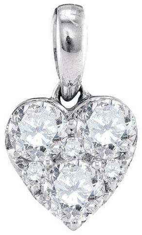 10KT White Gold 0.51CTW-Diamond HEART PENDANT