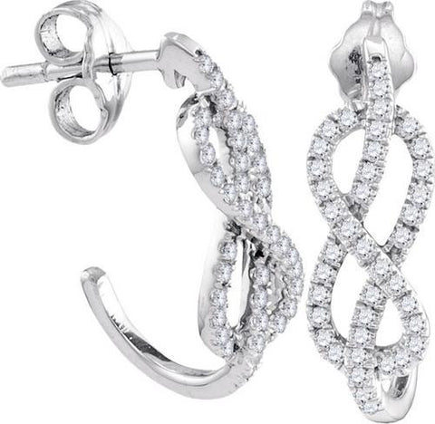 10KT White Gold 0.37CTW-Diamond FASHION HOOPS