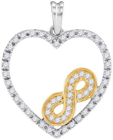 10KT White Gold Two Tone 0.27CTW- HEART PENDANT