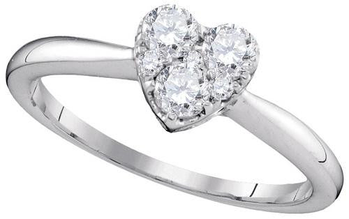 10KT White Gold 0.51CTW-Diamond HEART RING