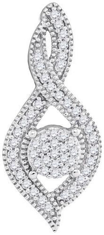 10KT White Gold 0.15CTW-Diamond MICRO-PAVE PENDANT