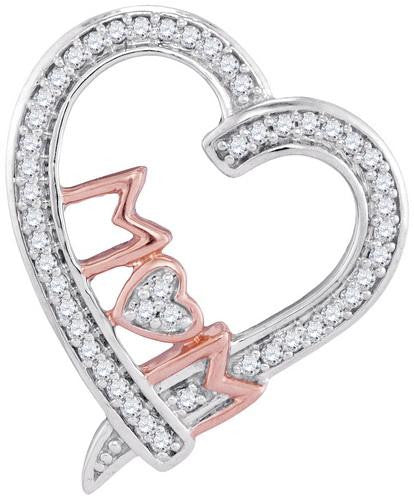 10KT White Gold Two Tone 0.12CTW-Diamond HEART PENDANT