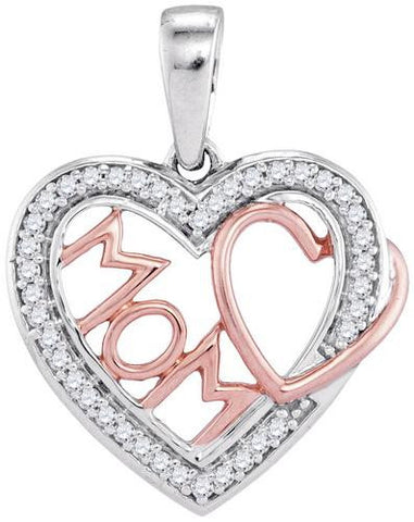 10KT White Gold Two Tone 0.10CTW-Diamond HEART PENDANT