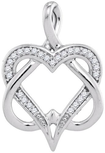 10KT White Gold 0.10CTW-Diamond HEART PENDANT