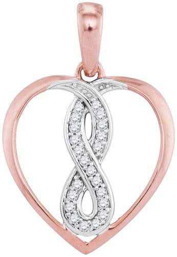 10KT White Gold Two Tone 0.07CTW-Diamond HEART PENDANT