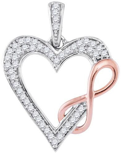 10KT White Gold Two Tone 0.12CTW-Diamond HEART PENDANT