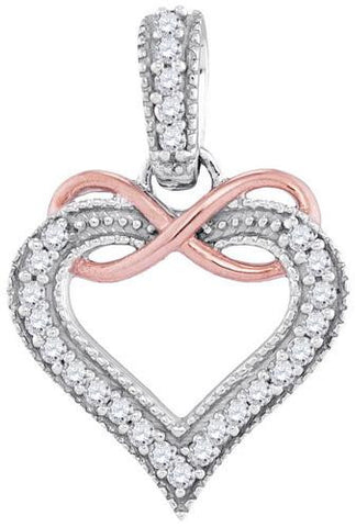 10KT White Gold Two Tone 0.10CTW-Diamond HEART PENDANT