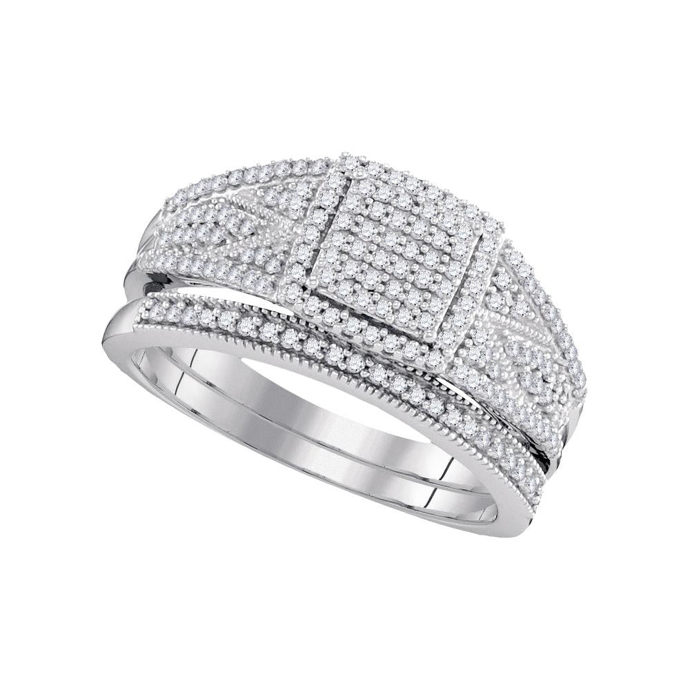 1-2CTW-Diamond MICRO-PAVE BRIDAL SET