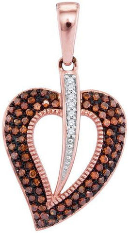 10KT Rose Gold 0.25CTW-Diamond HEART PENDANT