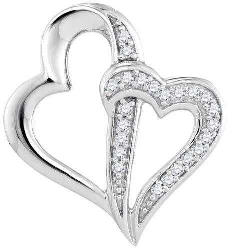 10KT White Gold 0.06CTW-Diamond HEART PENDANT