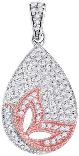 10KT White Gold Two Tone 0.33CTW-Diamond MICRO-PAVE PENDANT