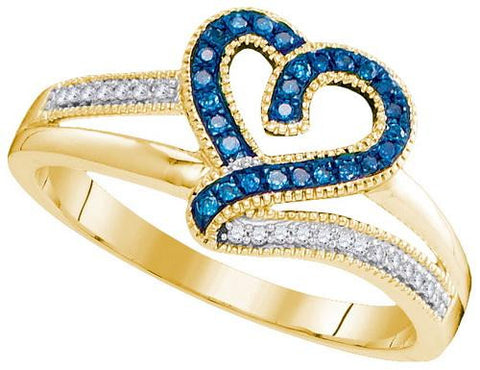 10K Yellow-gold 0.14CTW-Diamond MICRO-PAVE HEART RING