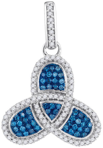 3-8CTW-Diamond MICRO-PAVE BLUE PENDANT