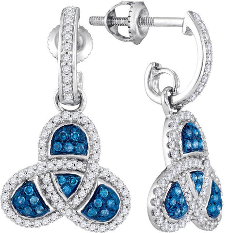 1-2CTW-Diamond MICRO-PAVE BLUE EARRING