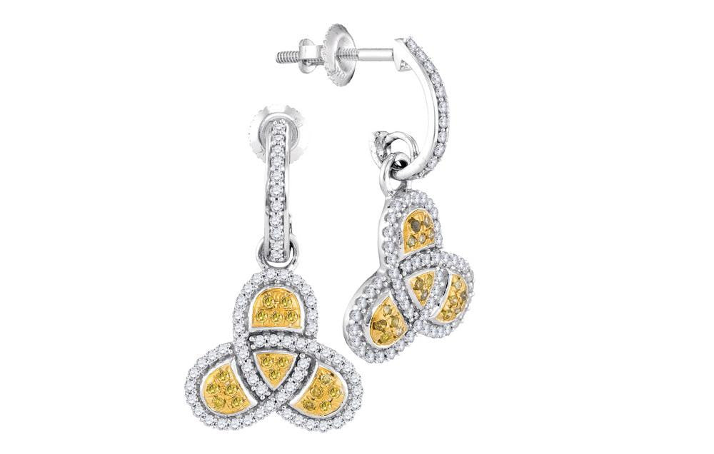 1-2CTW-Diamond MICRO-PAVE YELLOW EARRING