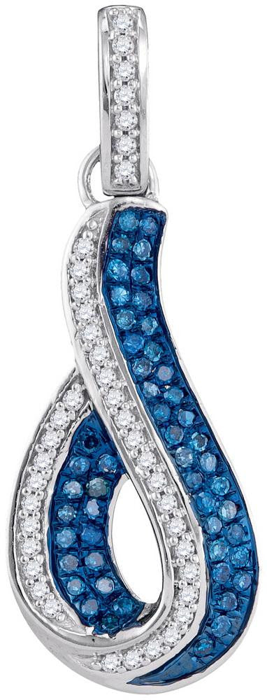 1-4CTW-Diamond MICRO-PAVE BLUE PENDANT