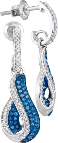 3-8CTW-Diamond MICRO-PAVE BLUE EARRING