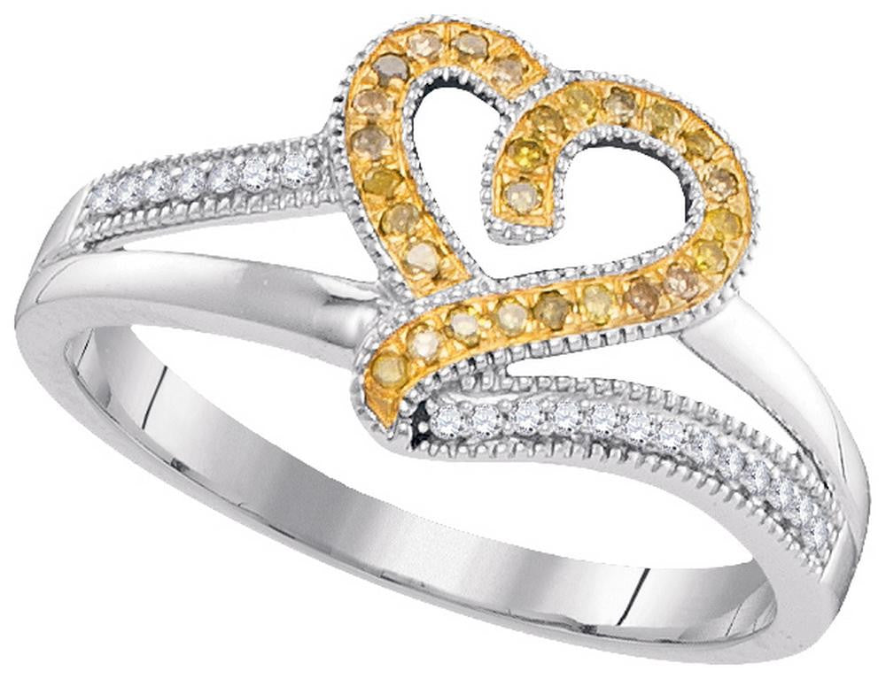 1-8CTW-Diamond MICRO-PAVE HEART YELLOW RING