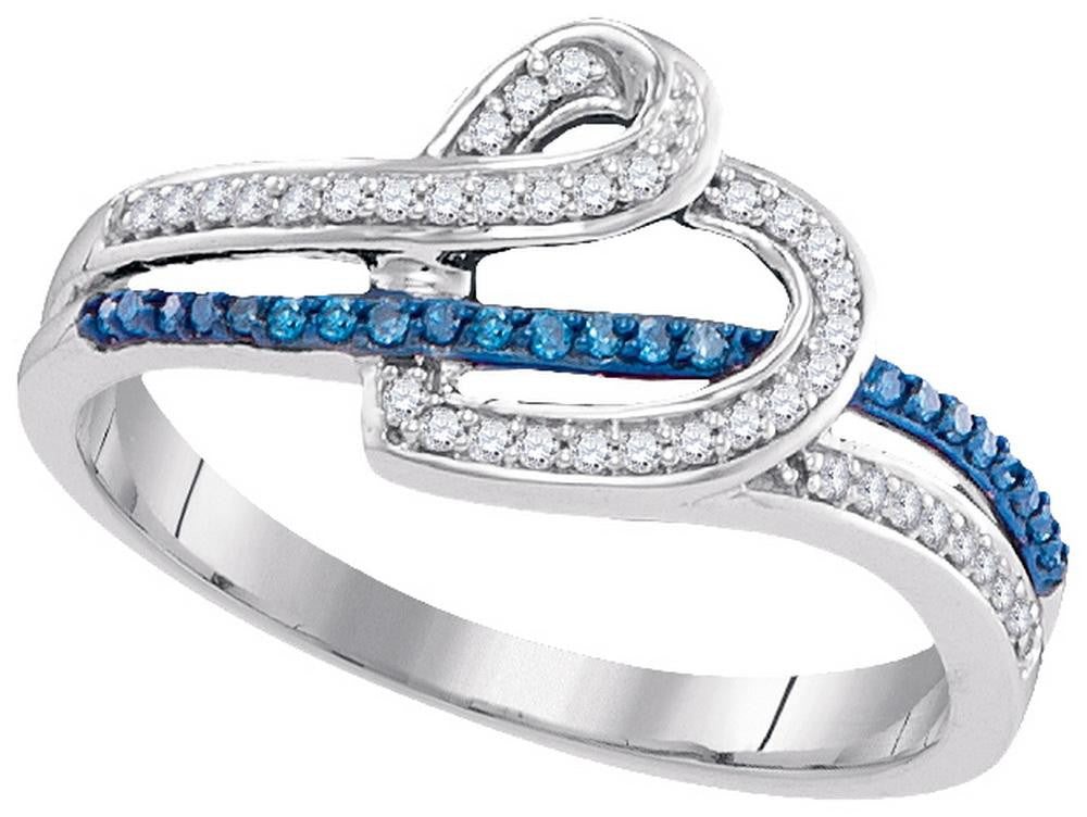 1-5CTW-Diamond MICRO-PAVE HEART BLUE RING