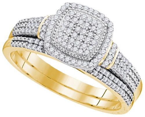 10K Yellow-gold 0.33CTW-Diamond MICRO-PAVE BRIDAL SET