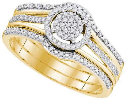 10K Yellow-gold 0.25CTW-Diamond MICRO-PAVE BRIDAL SET