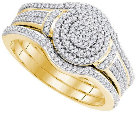 10K Yellow-gold 0.33CTW-Diamond MICRO-PAVE BRIDAL SET