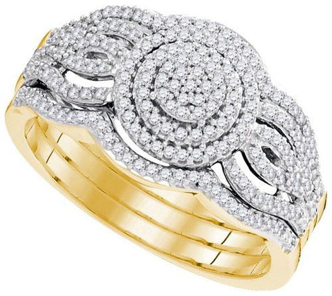 10K Yellow-gold 0.40CTW-Diamond MICRO-PAVE BRIDAL SET