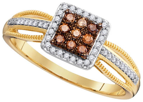 1-4CTW-Diamond MICRO-PAVE BROWN RING