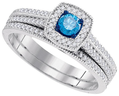 1-2CTW-Diamond BLUE BRIDAL SET