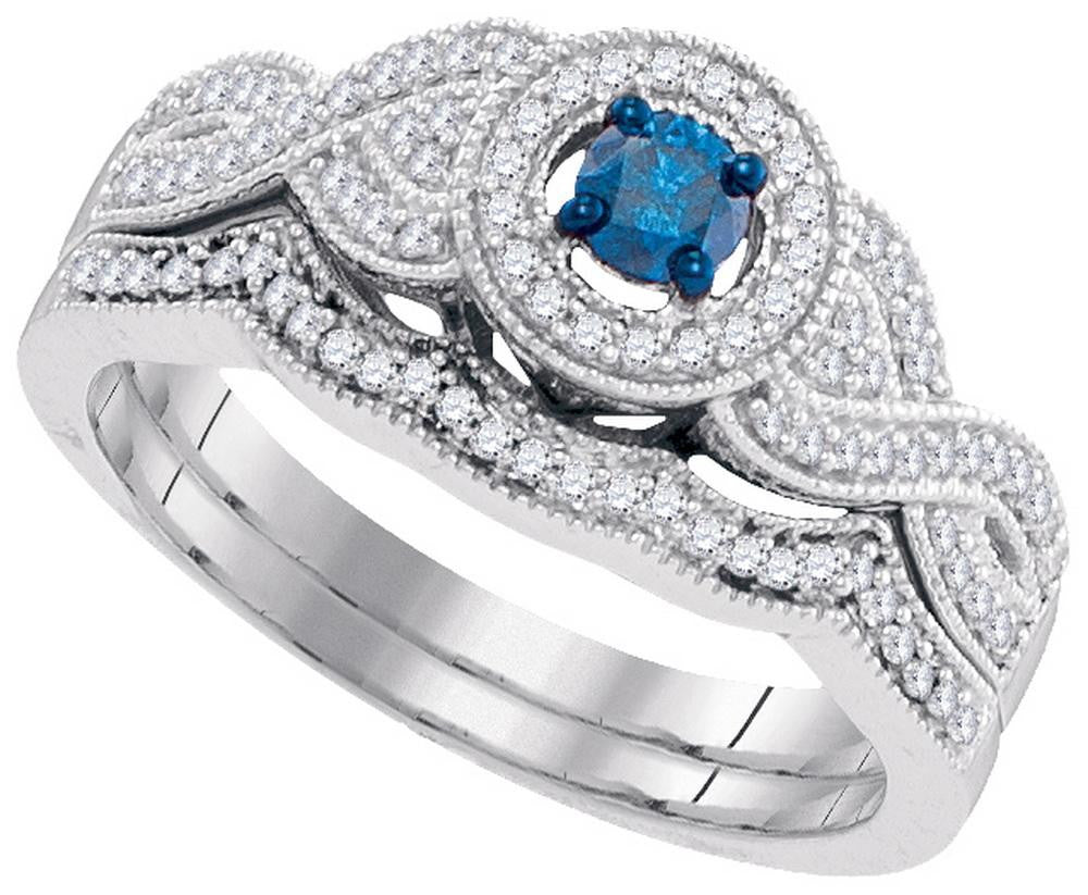 3-8CTW-Diamond BLUE BRIDAL SET