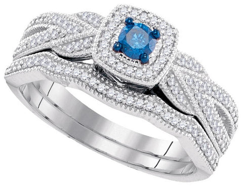 3-8CTW-Diamond BLUE BRIDAL SET